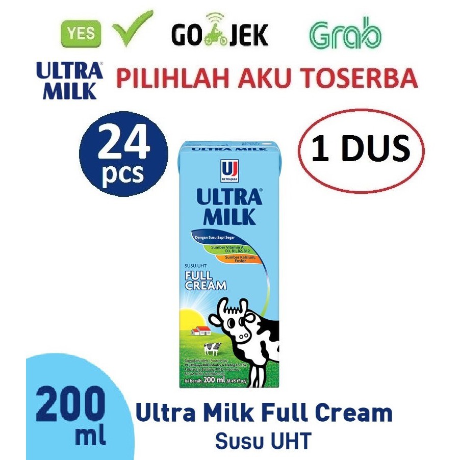 Susu Ultra Full Cream - 200 ml - 1 DUS ISI 24 pcs