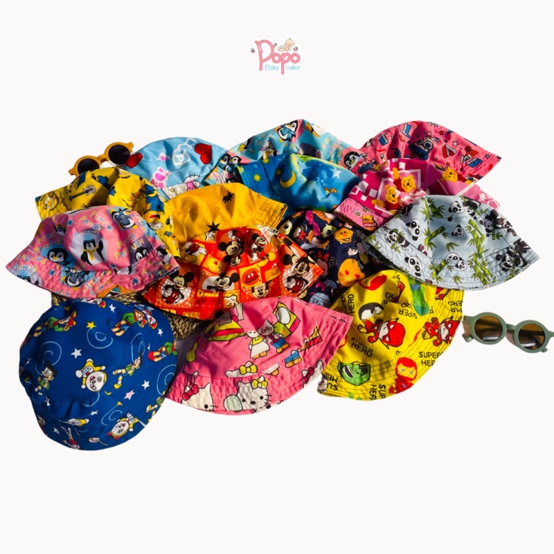 TOPI BAYI/ANAK LAKI/PEREMPUAN / BUCKET HAT MOTIF BOLAK BALIK/2 SISI