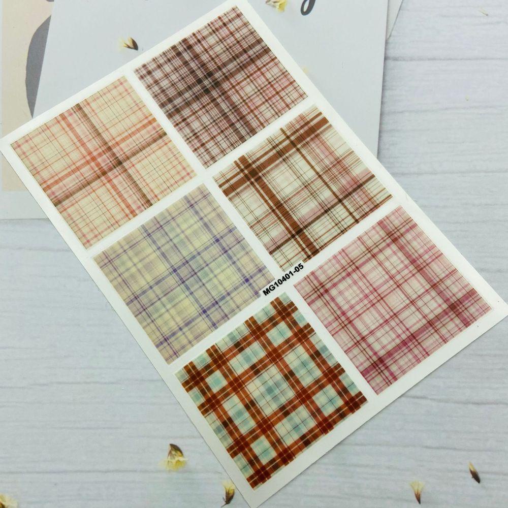 AUGUSTINA Agustina Seragam Kotak-Kotak Stiker Kuku Tahan Air High-end Kuku Kecantikan Gaya Jepang Salon Kuku Nail Art Watermarks