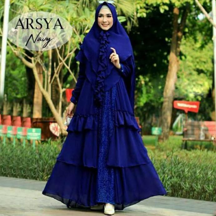 DESIGN TUNIK  TERBAIK BAJU MUSLIM GAMIS SYARI PESTA WANITA ARSYA SET TERBARU HR2