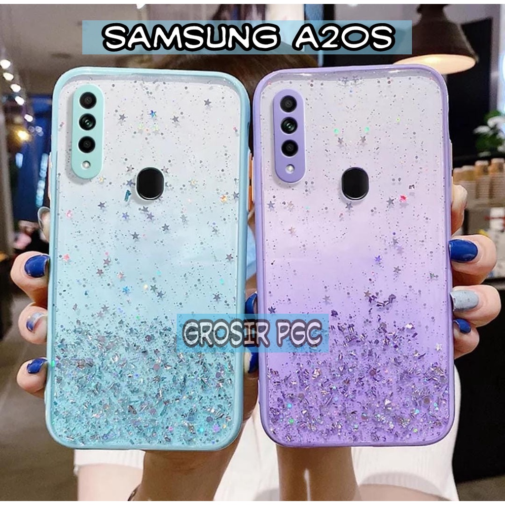 SOFTCASE GLITER ( SAMSUNG A20S ) TERBARU CASE DOVE GLITER FUZE TRANSPARAN DENGAN PROTEKSI KAMERA, SO