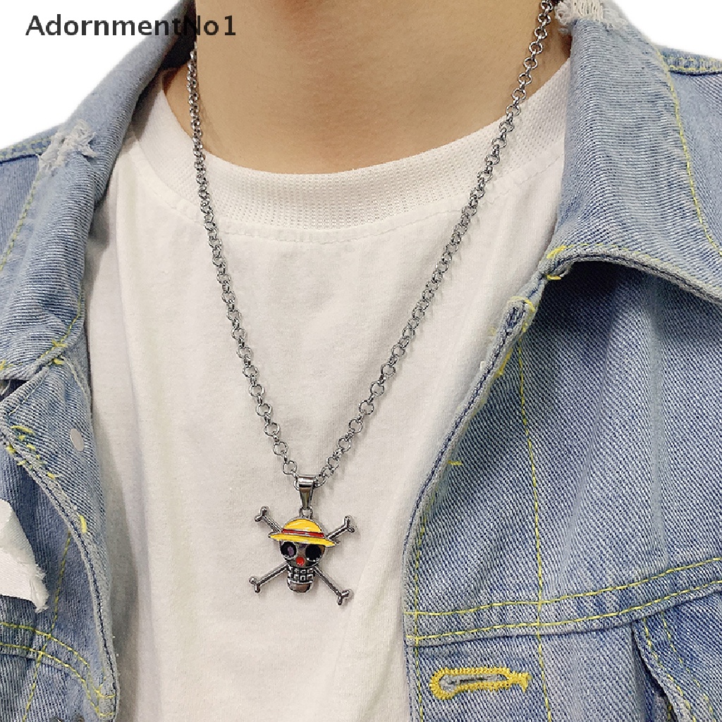 (AdornmentNo1) Kalung Rantai Metal Dengan Liontin Kartun Anime One Piece Luffy Ace Untuk Wanita