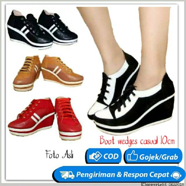 [REALPICT] BOOT WEDGES MEWAH WANITA PESTA KONDANGAN SUEDE LEMBUT HEELS TINGGI 10cm
