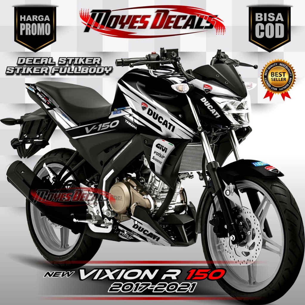 Decal Yamaha VIXION R 155 Motif Ducati Black White Racing