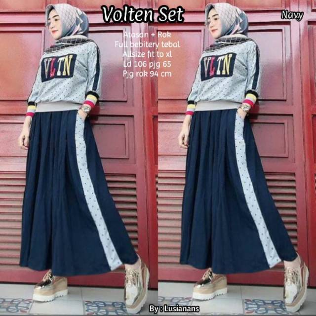 Dress Muslim Volten Set || Atasan + Bawahan.