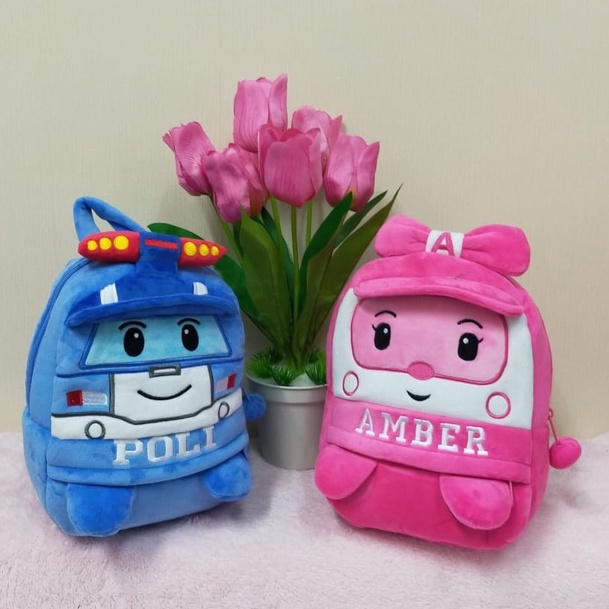 Toysopedia Tas Ransel Robocars M/Tas Poli Amber/Tas Karakter/Tas Anak Paud/Kado Tas Anak Lucu