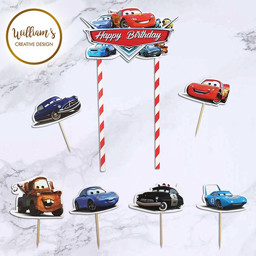 Distributor Hiasan Kue Cake Topper Birthday C1 Cars Isi 7 NlJKeWhBWlnka