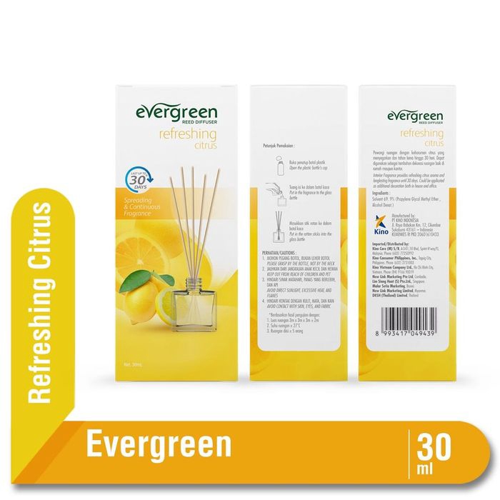 PERA418 PENGHARUM RUANGAN EVERGREEN REED DIFUSER WITH BOTOL SET 30ML