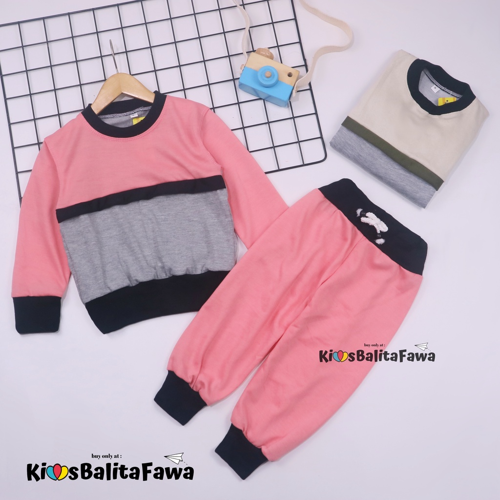 Setelan Nana 1-6 Thn / Baju Lengan Panjang Set Sweater &amp; Jogger Murah Anak Perempuan Bahan Import