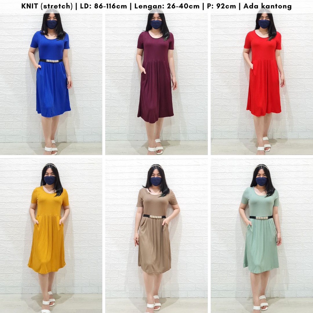 4558 shikka pocket knit midi dress