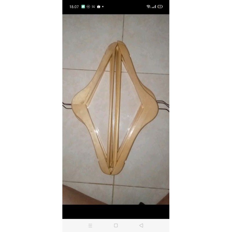 Hanger kayu palang dewasa(wood)warna natural gantungan baju(isi 1 pcs )