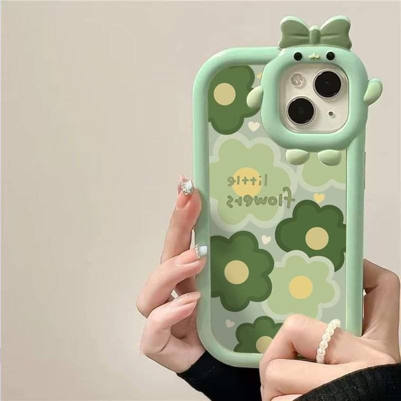 Case Full Screen Motif Bunga Hijau Untuk iPhone 13 12 11 xs xr 6 7 8 plus ggdf