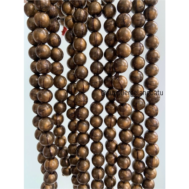 spacer resin bakar bulat 10mm bahan craft gelang kalung beads cokelat