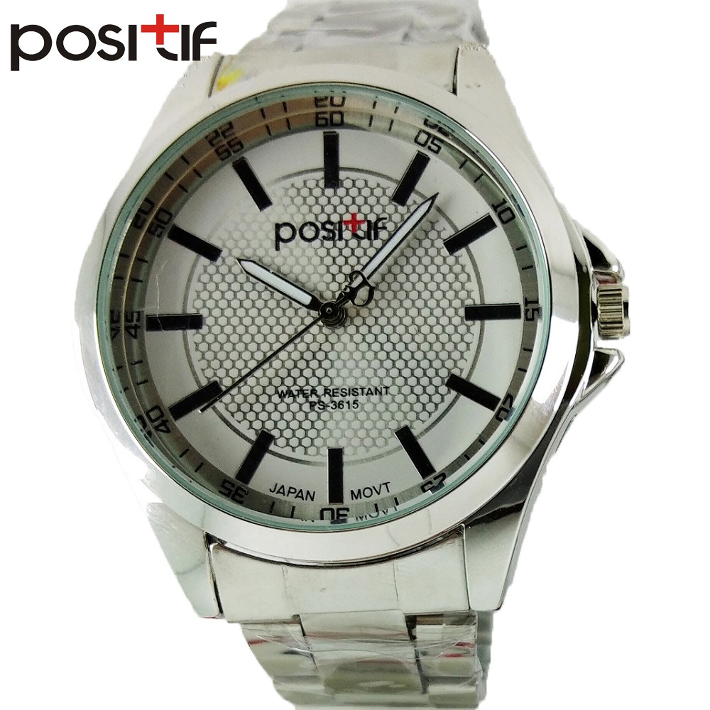 [✅ COD] Jam Tangan Analog Pria Merk POSITIF Linense PS-3615 Putih Silver Original Impor Tahan Air 1 