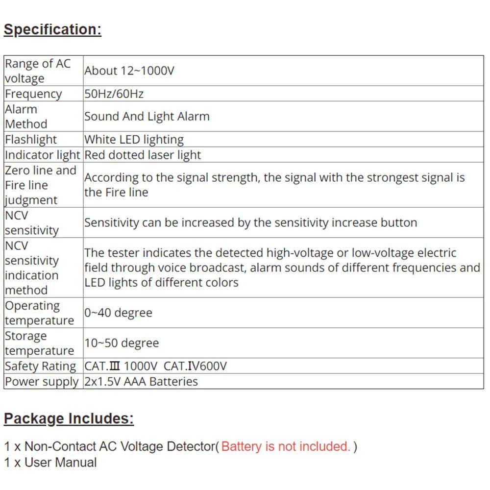 Solighter AC Voltage Detector Tester Multifungsi Infrared Tester Pen Pengukur Tegangan