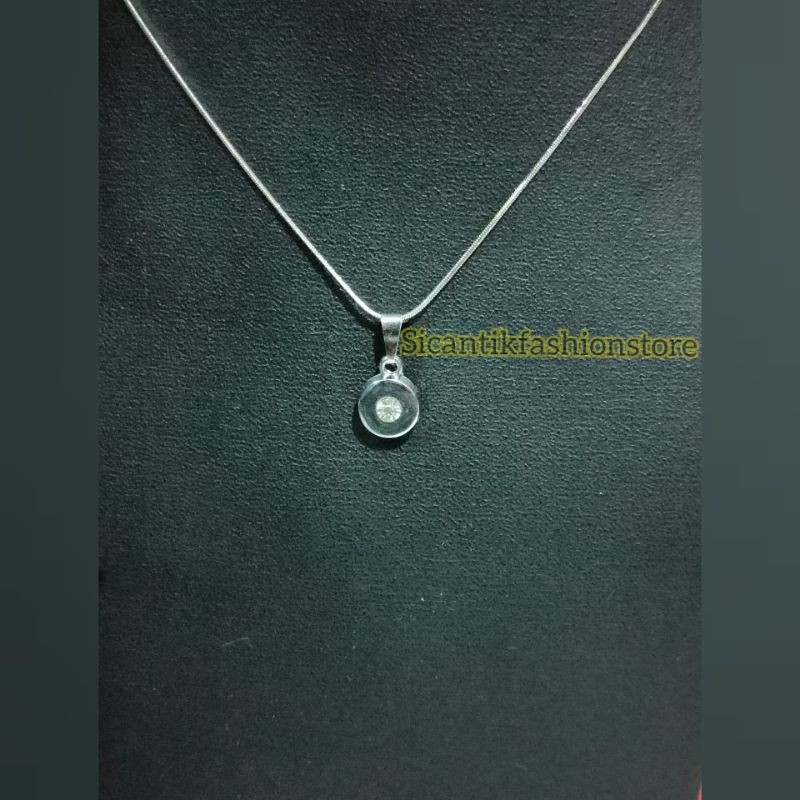 PROMO kalung Titanium plus liontin permata bulat Perhiasan Pria/wanita terlaris anti Karat mewah