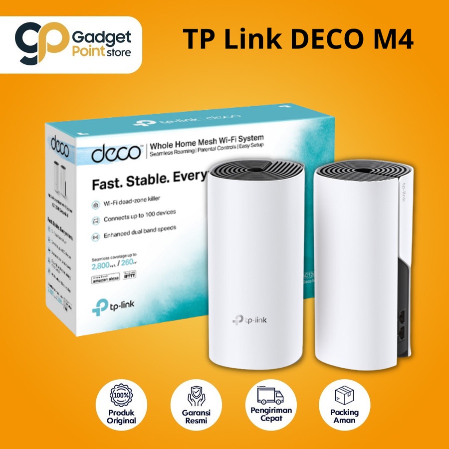 TP Link DECO M4 ( 2 Pack ) AC1200 Whole Home Mesh Wi-Fi System - Garansi Resmi 1 Tahun