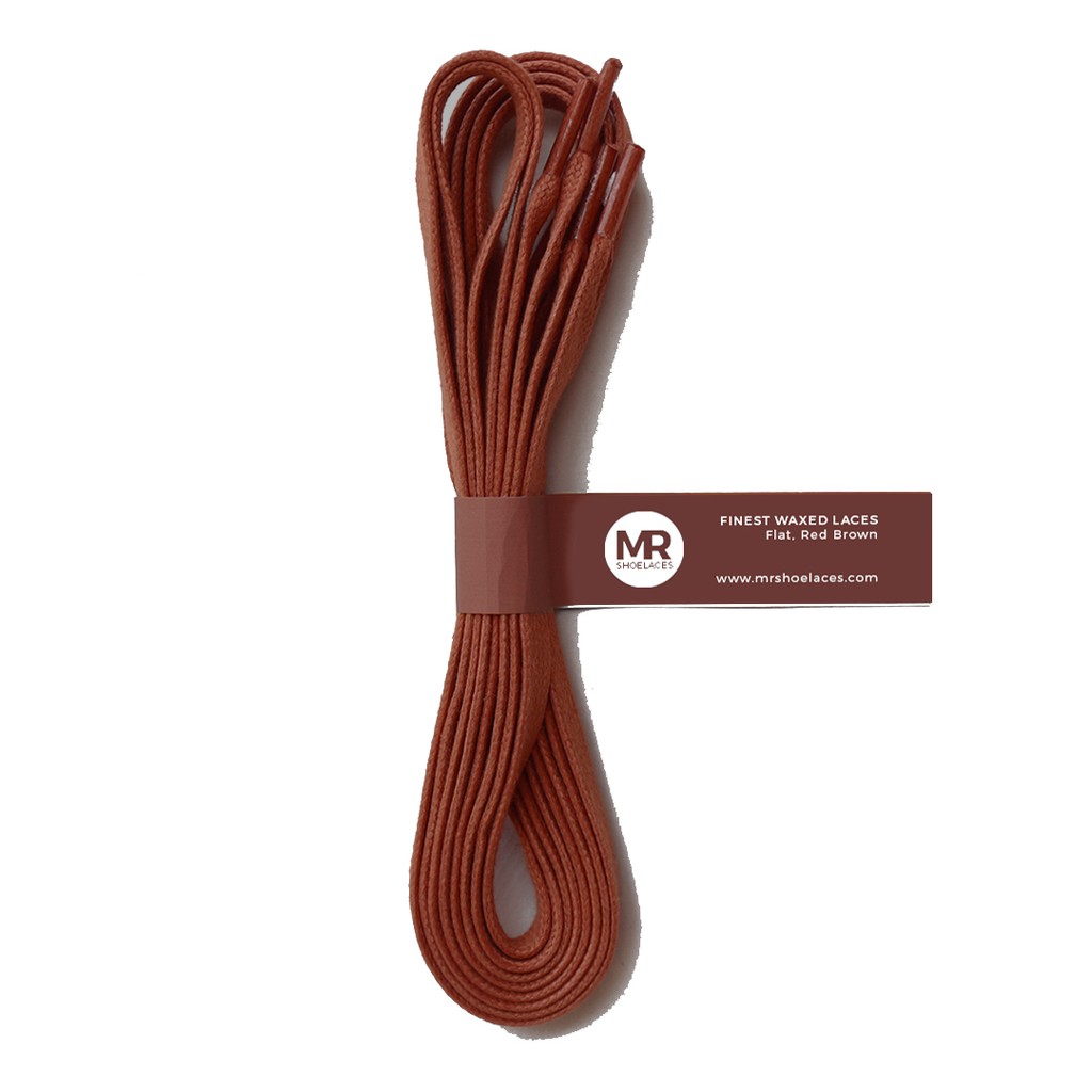 MR Shoelaces FT50 Red Brown - Tali Sepatu Lilin 6-7mm Gepeng Flat Pipih (Waxed Laces) 90cm 100cm 120cm 150cm 200cm - untuk Sneakers - Premium Shoelace