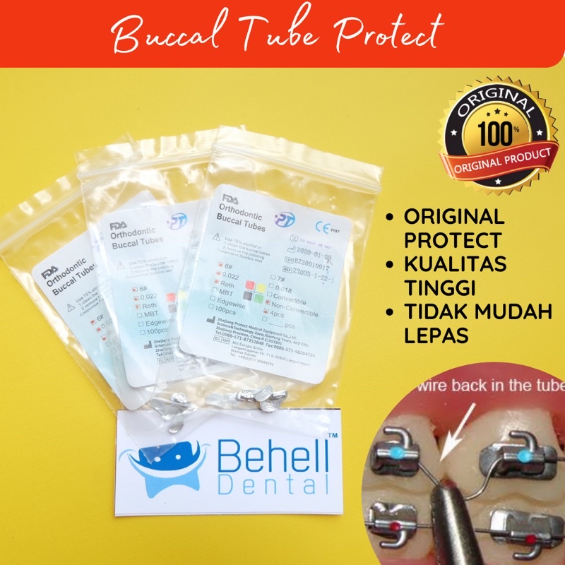 Behelldental BUCCAL TUBE ORIGINAL PROTECT FDA UNTUK PENGUNCI GIGI GERAHAM ROTH / BRACKET BEHEL BRACES ORTHO DENTAL UJUNG - Anti Karat Asli Ori