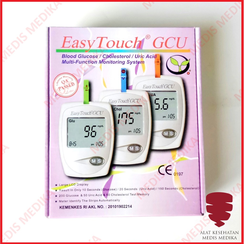 Alat Easy Touch GCU 3in1 Test Cek Gula Darah Asam Urat Kolestrol Tes Easytouch