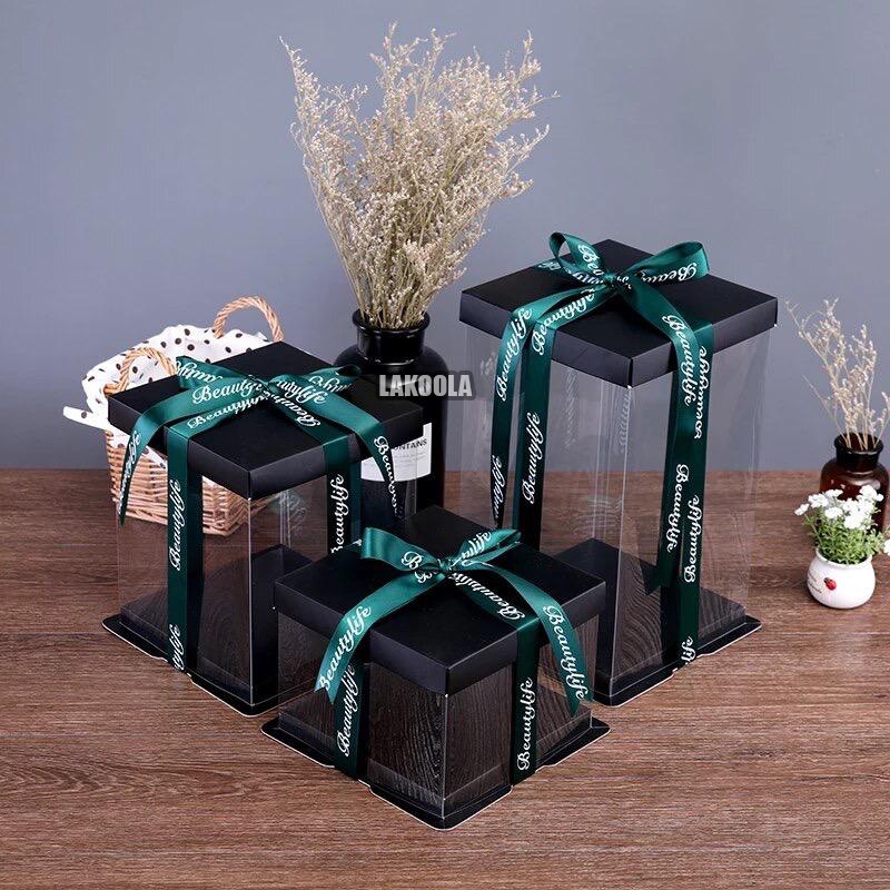 

26x26cm Kotak Kue Mika Transparan Tinggi dus Cake Box Transparan