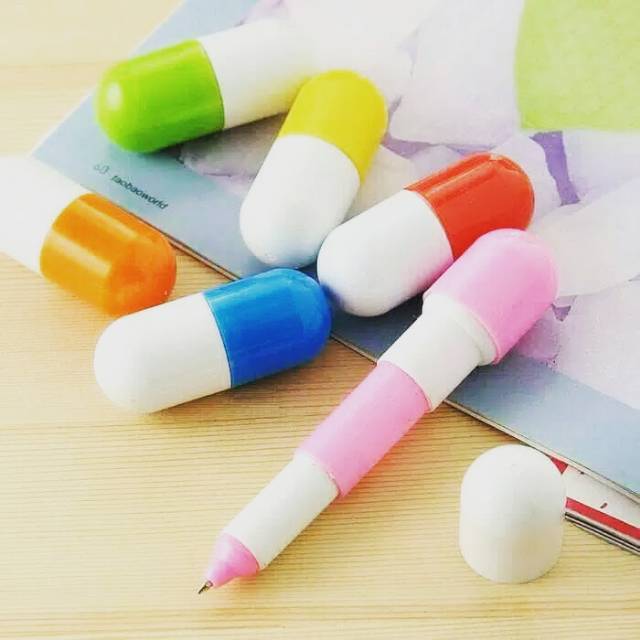 

Pulpen Kapsul / Pen capsule ballpoint pena bolpen bolpoin tablet lucu unik grosir