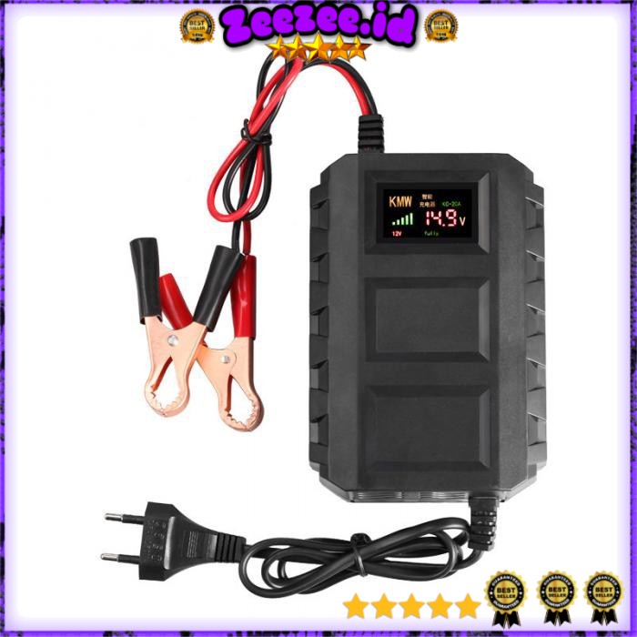 Taffware Sikeo Charger Aki Mobil Lead Acid Dry Colloid Smart Battery Charger 12V6A - DXY88 - Black