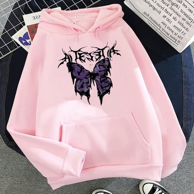 HOODIE UNISEX CASUAL AESTHETIC ART BUTTERFLY - HOODIE OOTD FLEECE TEBAL HALUS KECE TERBARU,