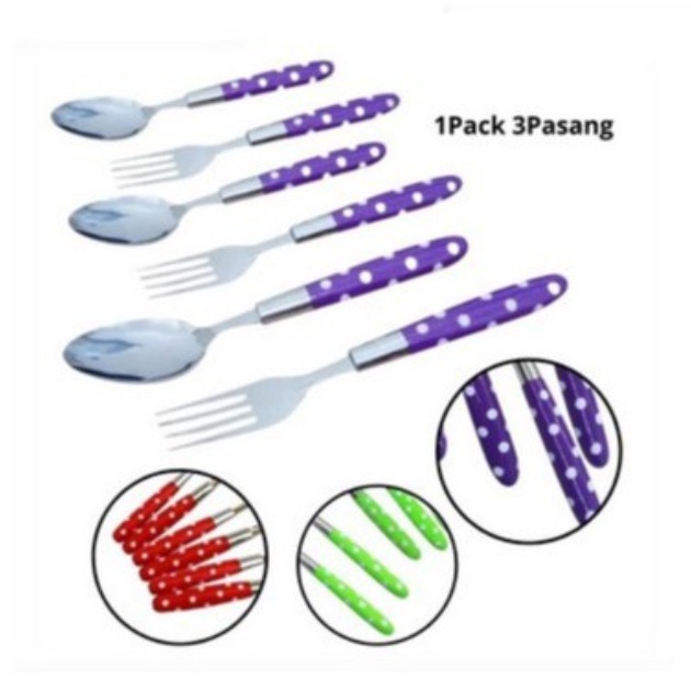 SENDOK GARPU POLKADOT ISI 6 PCS/SENDOK MAKAN POLKADOT 6 PCS