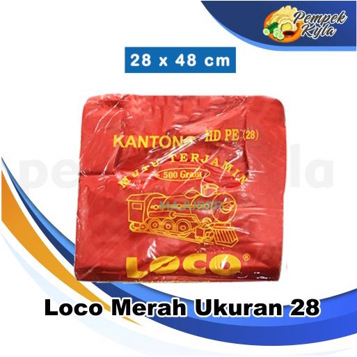 Kantong Plastik Kresek Loco Tebal Merah 500 gram ukuran 28