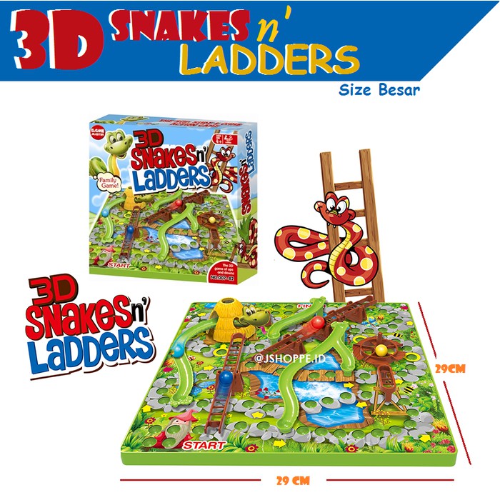  Mainan  Ular  Tangga  3D 3D Snakes Ladders Mainan  Board 