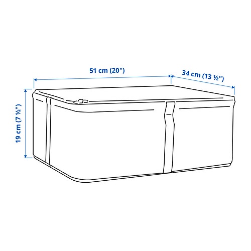 HEMMAFIXARE Tempat penyimpanan, kain garis-garis putih abu-abu, 34x51x19 cm