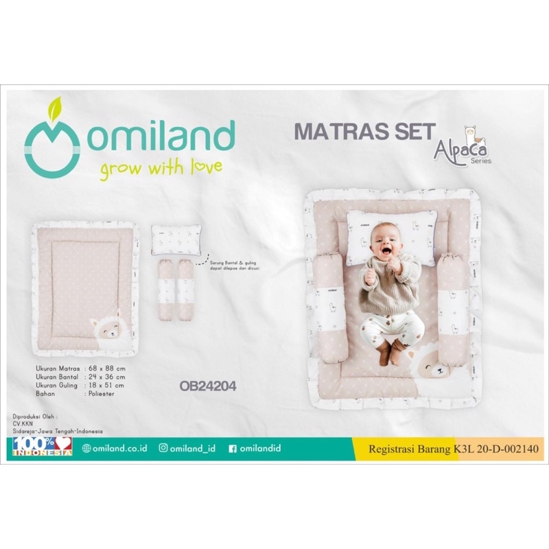 OMILAND ALPACA MATRAS // Omiland Baby Mattress Matras Bayi Set Bantal + Guling Motif Alpaca Series -