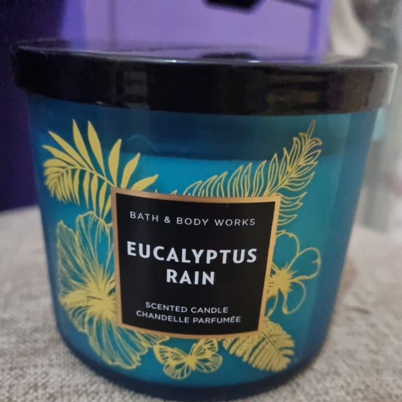 lilin aromaterapi bath and body works 3 wick candle eucalyptus rain