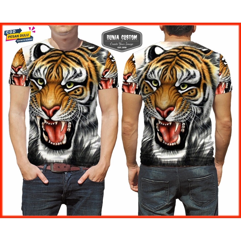 KAOS MACAN HARIMAU TIGER || BAJU BINATANG || BAJU PRIA HARIMAU FULLPRINT