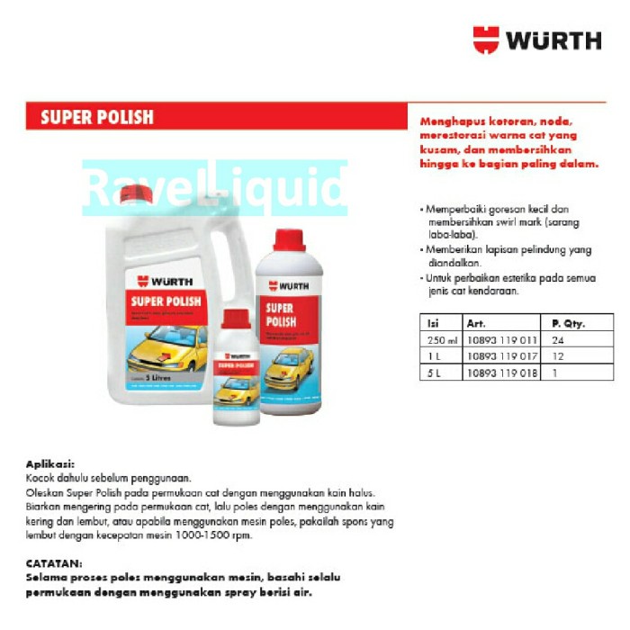 BAYAR DIRUMAH Super Polish 1 Liter Paint Restorer Wurth - Restorasi Warna Cat TERBATAS
