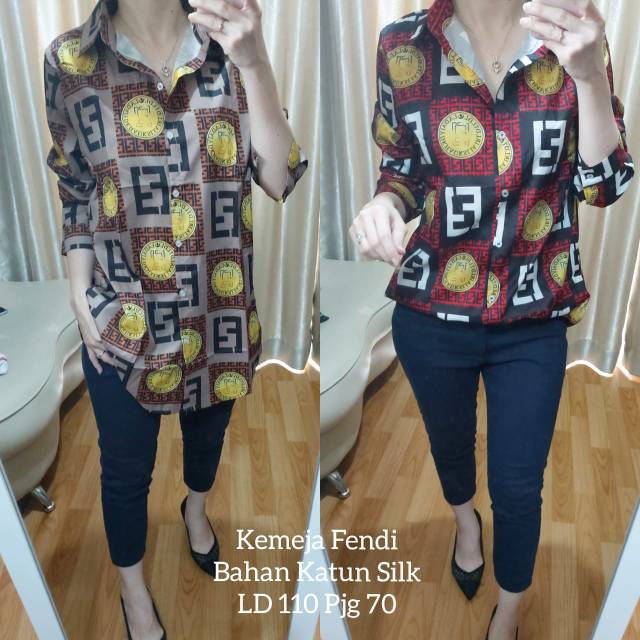kemeja import bahan katun silk all size