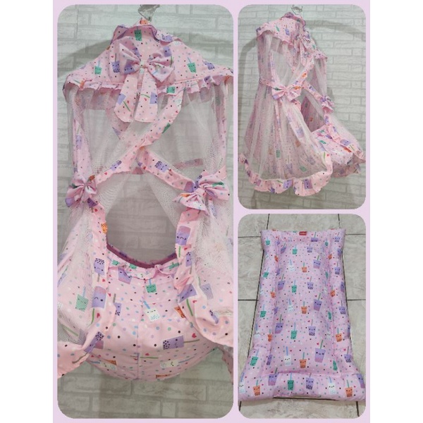 Ayunan Kelambu Karakter 3in1 Model Pita-Gelas pink