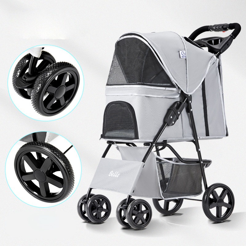 Stroller Bello SP02 Pet 4 Roda Max 15kg Free Jas Hujan Stroller Untuk Anjing dan Kucing