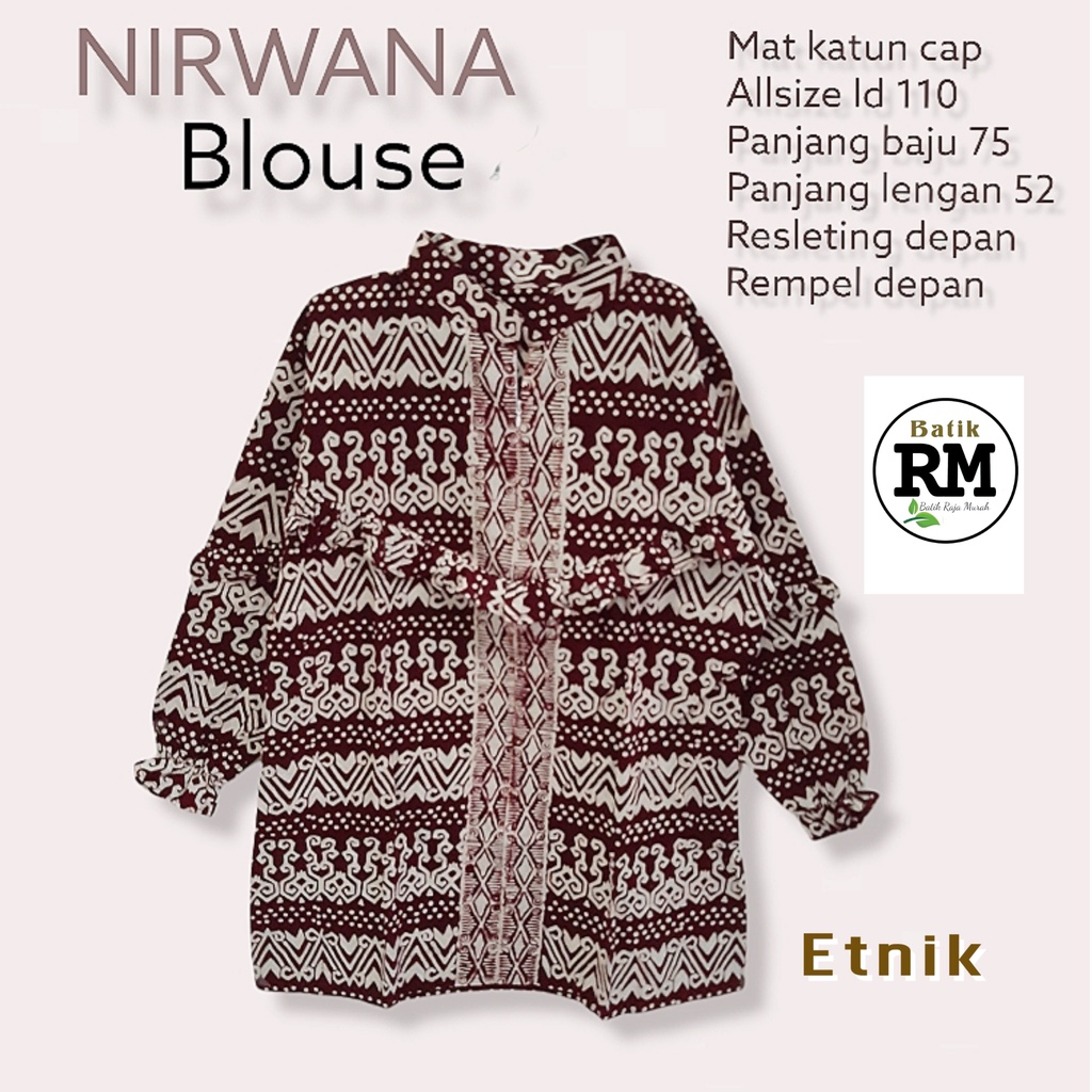 Nirwana  blouse batik solo atasan kerja blus wanita kantor