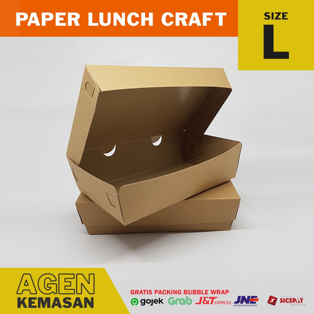 PAPER LUNCH BOX CRAFT COKLAT UKURAN L 280 GRAM LAMINASI | Shopee Indonesia