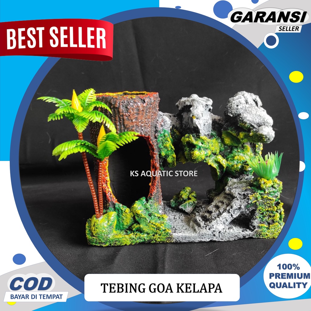 Hiasan Aquarium Tebing Goa Kelapa I Hiasan Akuarium Terowongan Kelapa