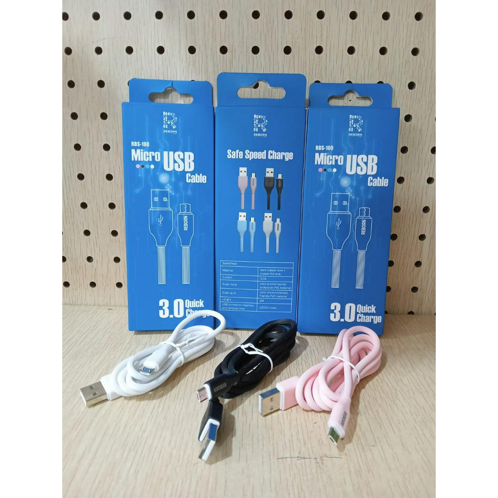 Reborn RBS 100 Kabel Data Usb Micro 3.0A Kabel Micro 1M RBS-100