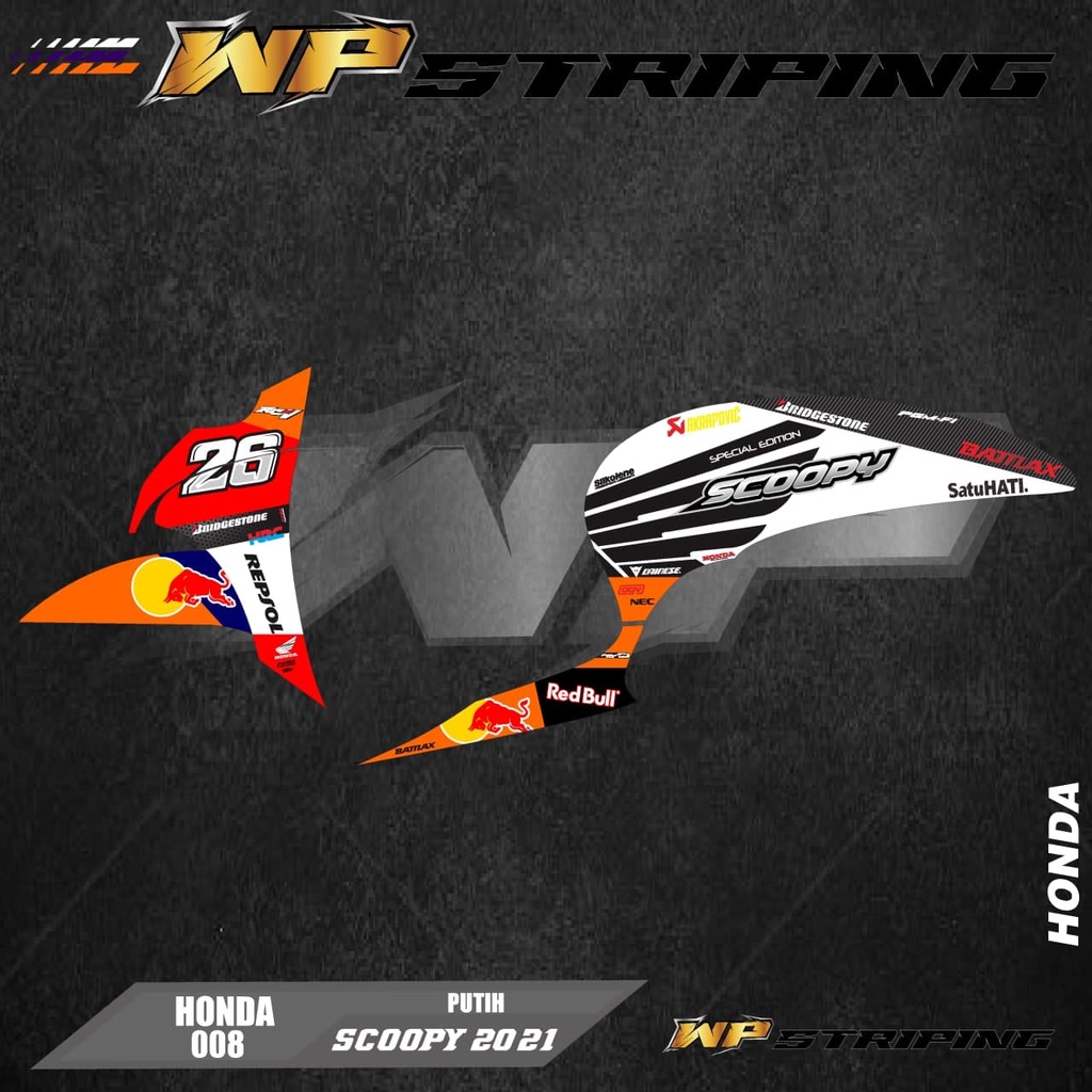STIKER STRIPING SCOOPY NEW 2021 / STICKER VARIASI LIST SKOTLET MOTOR HONDA SCOOPY NEW 2021 / 008