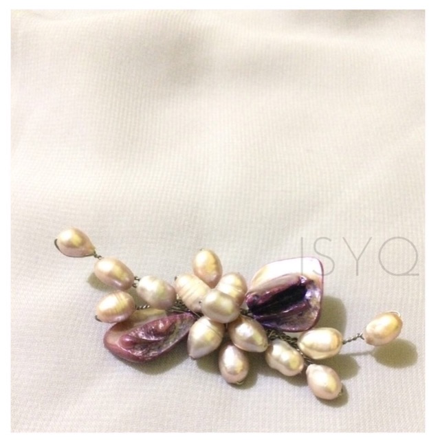Aksesoris Bros Brooch Pin Hijab Mutiara Air Tawar Asli
