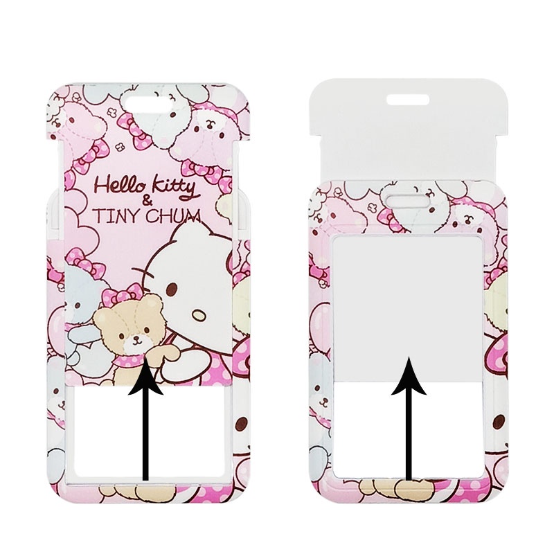 Holder Kartu ID Motif Kartun Hello Kitty Kuromi Cinnamoroll Bahan Plastik Dengan Gantungan Kunci 4 Gaya