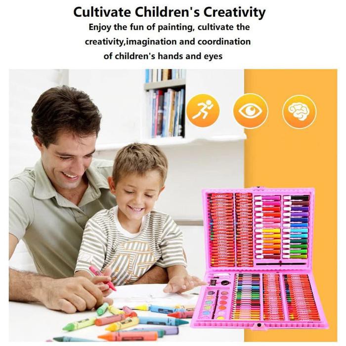 

PROMO - Super Mega Art Set 168pcs Spidol Crayon/Set Menggambar Anak - Merah Muda