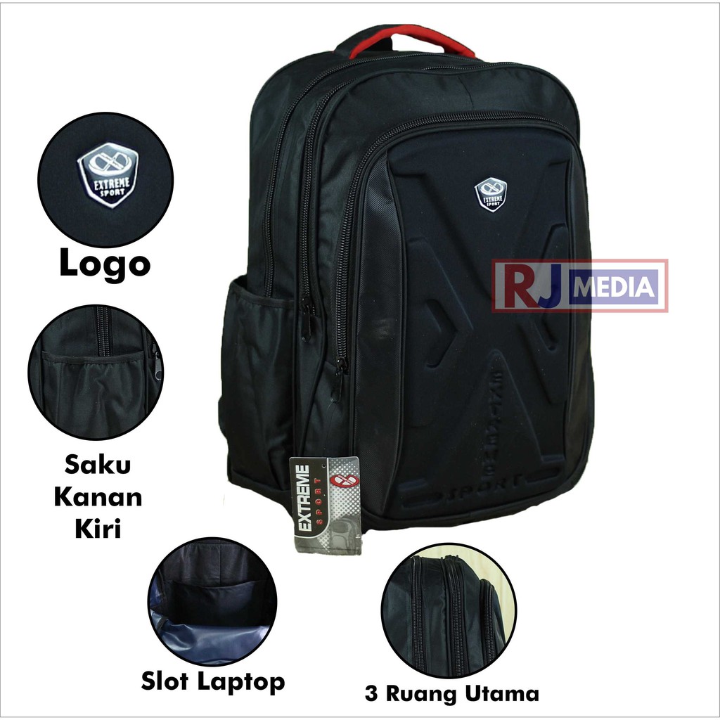 Tas Gendong Hitam Ransel Laptop Extreme Simpel Backpack Sekolah SMP SMA Kuliah Kerja Tas Best Seller Backpack Sekolah Kuliah Kerja Tas Pria Nyaman Tebal Tas Laptop In