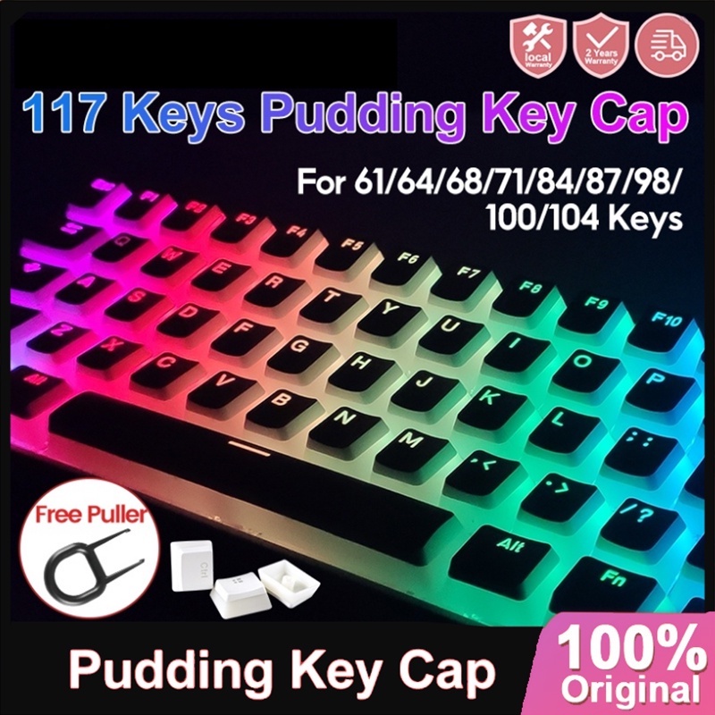 117 keys PBT Pudding Keycaps Transparent Backlit Keycap For Mechanical Keyboard fit 61/64/68/71//84/87/96/100/104keys