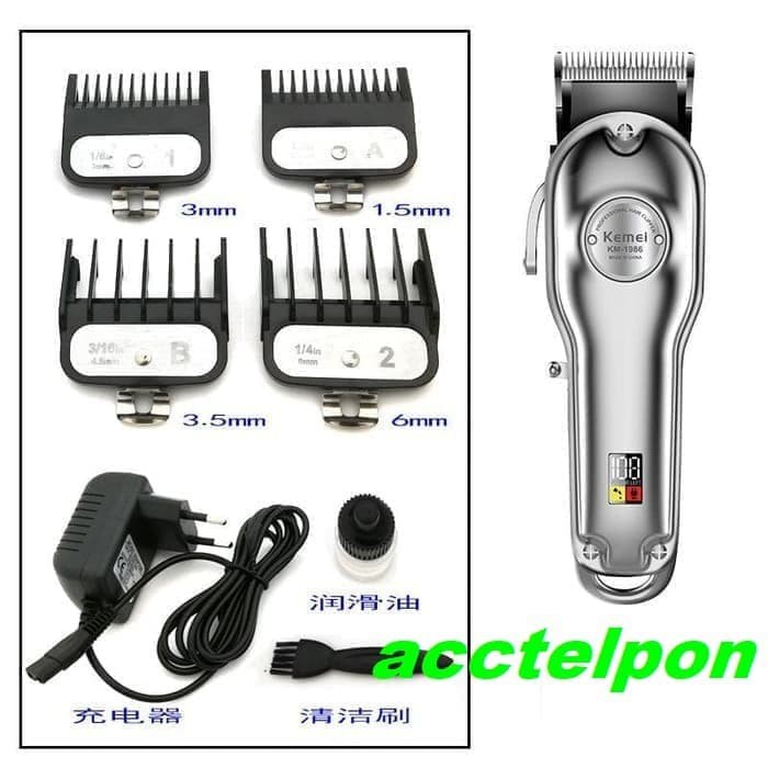 Kemei km-1986 premium all metal digital LCD wireless hair clipper